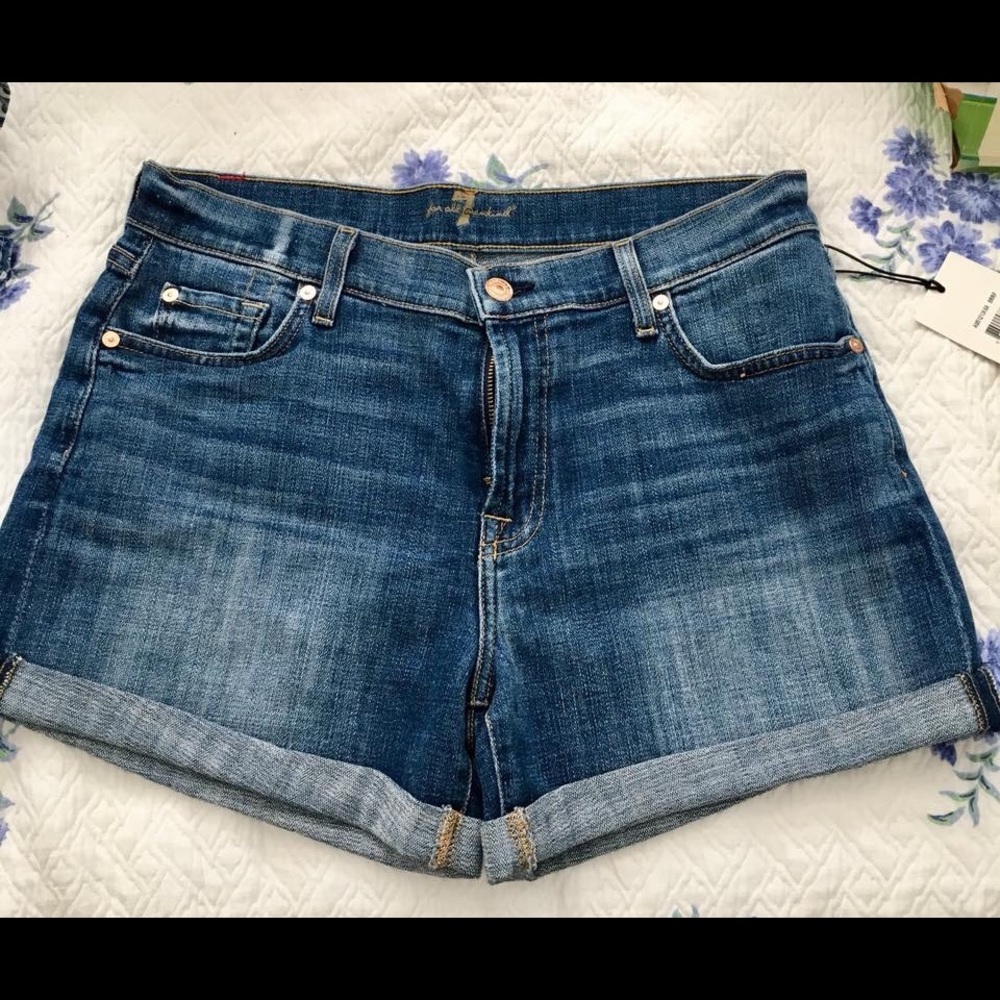 7 for All Mankind Rolled Denim Shorts